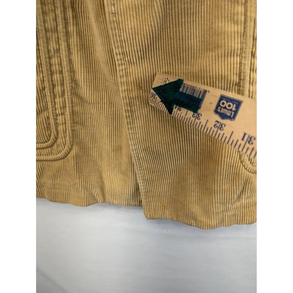 Vintage Cortefiel Mens Tan Corduroy Car Coat Jacket 70s Western Spain Size 44